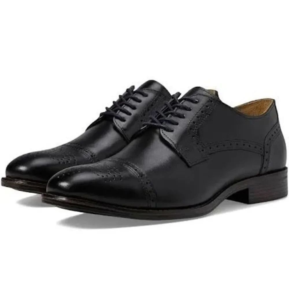 Johnston & Murphy Men's 13 Memory Foam Cap Toe Loafers Black Leather Dress Shoe